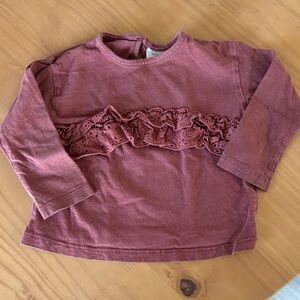 Zara Long Sleeve Tee with Ruffle Detail - Mauve
